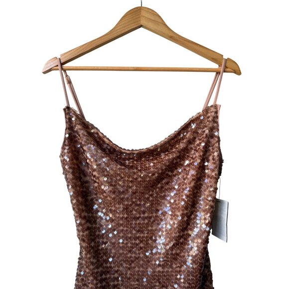 Astr The Label‎ Gold Sequins Mini Dress Size M NWT Holiday New Year's Eve Fairy - Picture 2 of 10